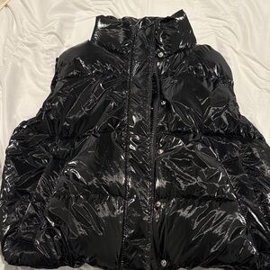 PINK Victoria's Secret Shiny Black Puffer Vest